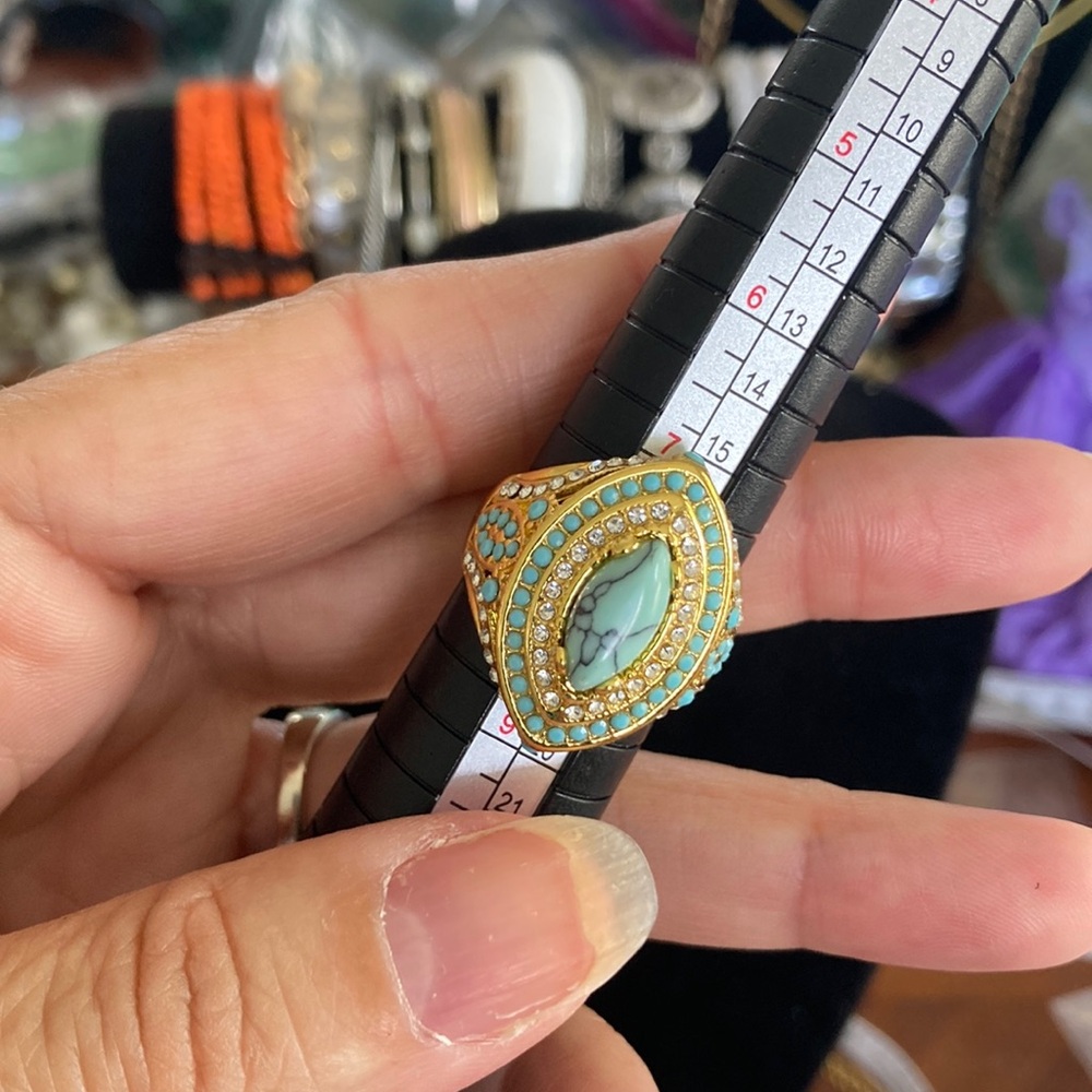 Blue and Gold Intricate Ring